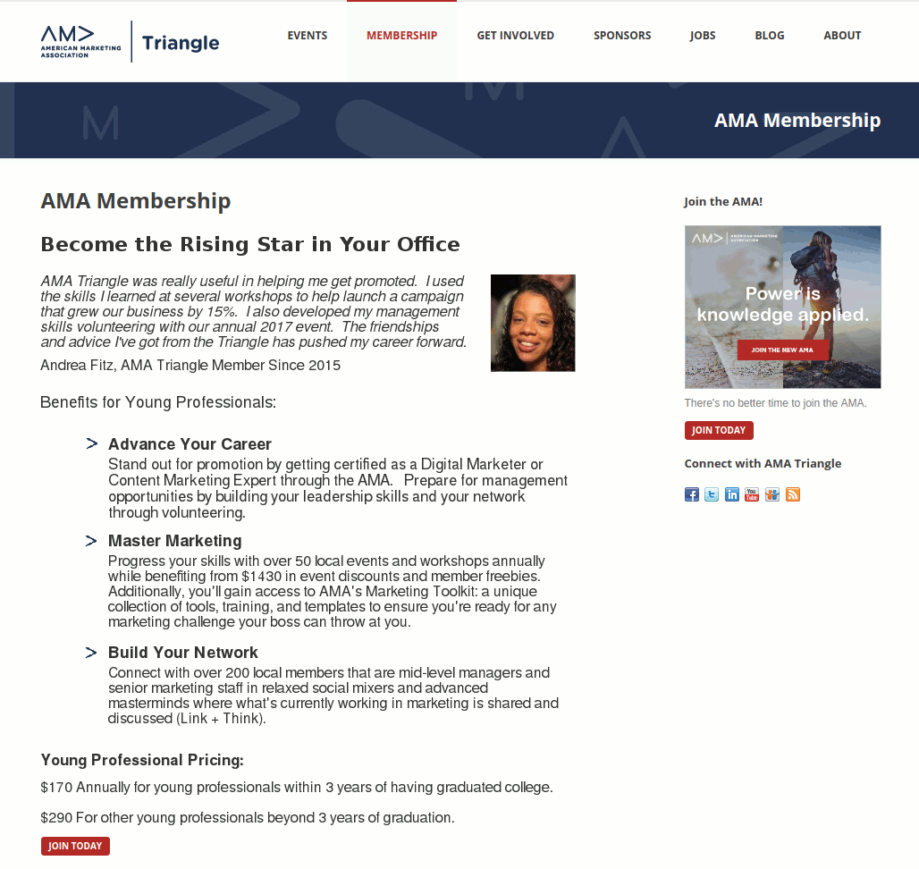 A simple redesign of their member benefits page
